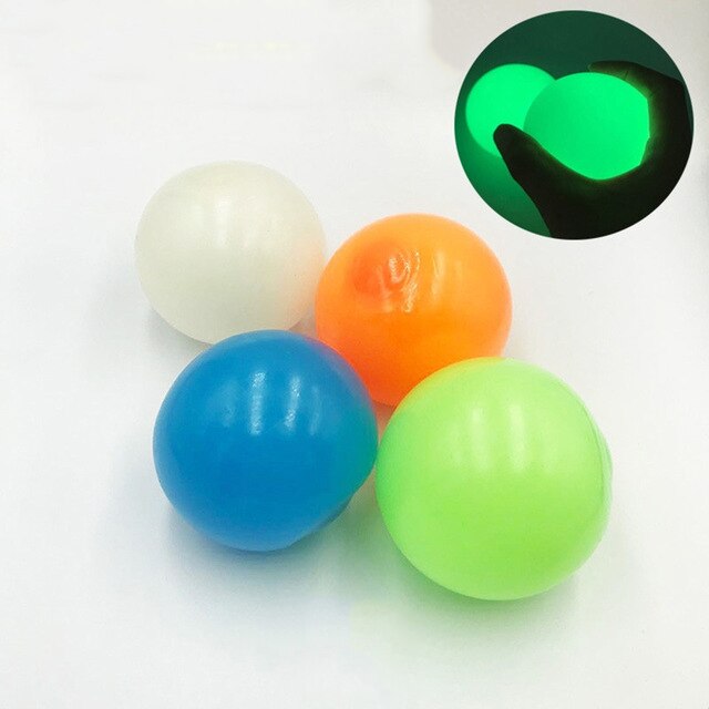 Stick Wall Ball Stress Relief Toys Sticky Squash Ball Globbles Decompression toy Sticky Target Ball Catch Throw Ball kids Toys: 4PCS  Glow 45MM