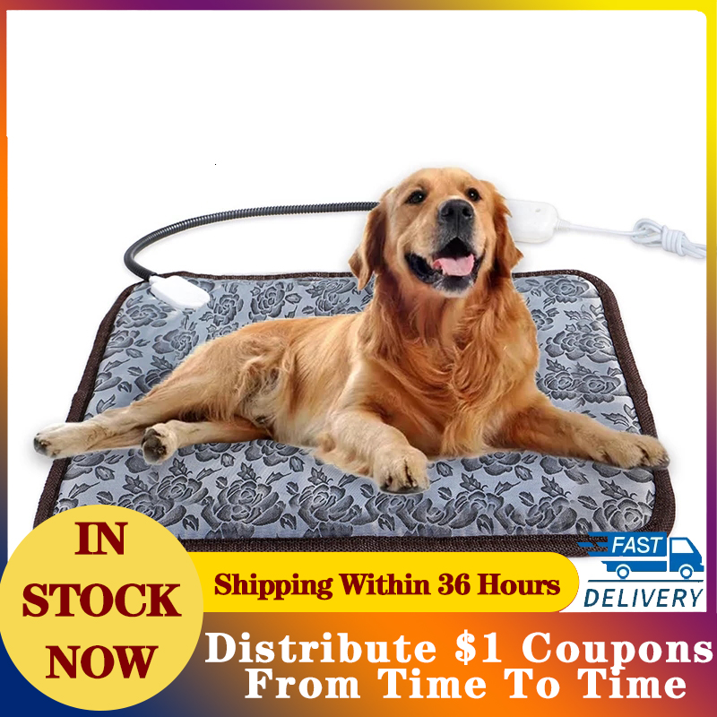 Tapis chauffant électrique pour animaux de compagnie, Protection contre les coupures de courant, pour chiens et chats, imperméable, résistant aux morsures, en hiver, 3 Modes, coussin chauffant réglable