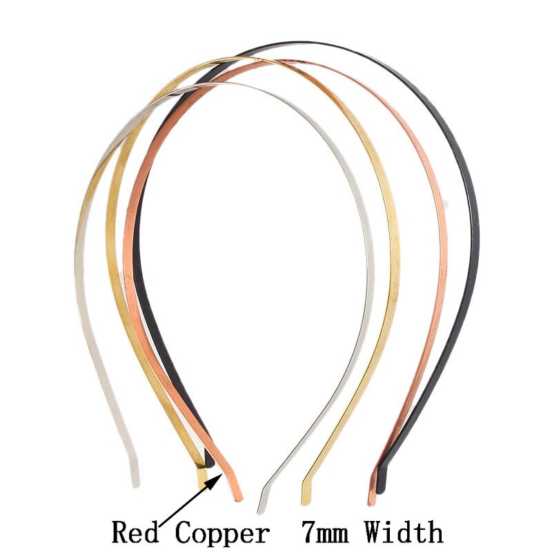 5pcs/lot Width 3-7mm Stainless Steel Hairwear Hair Bands Base Setting Hair for Women Jewelry Making Findings Accessories: Red Copper 7mm Width