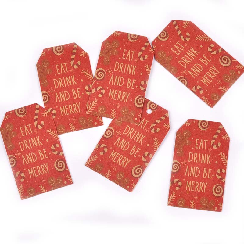 50 pièces papier Kraft mélangé carte père noël arbre papier étiquette HangTag bricolage fête boîte à bonbons étiquette de cuisson décor de noël C3010: 14