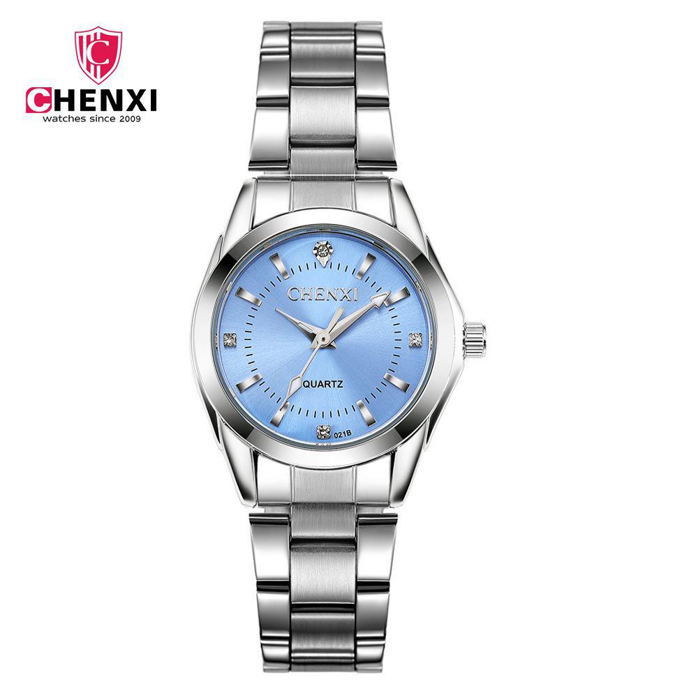 021B Mode CHENXI CX021B relogio Luxe vrouwen Casual horloges waterdicht horloge vrouwen Klokken Dress Strass: Sky Blue