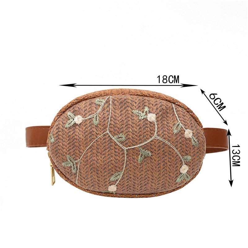 Saco de cintura feminina boêmio palha praia sacos moda verão tecido cinto bolsa feminina fanny pacote ombro crossbody peito saco hip bolsa