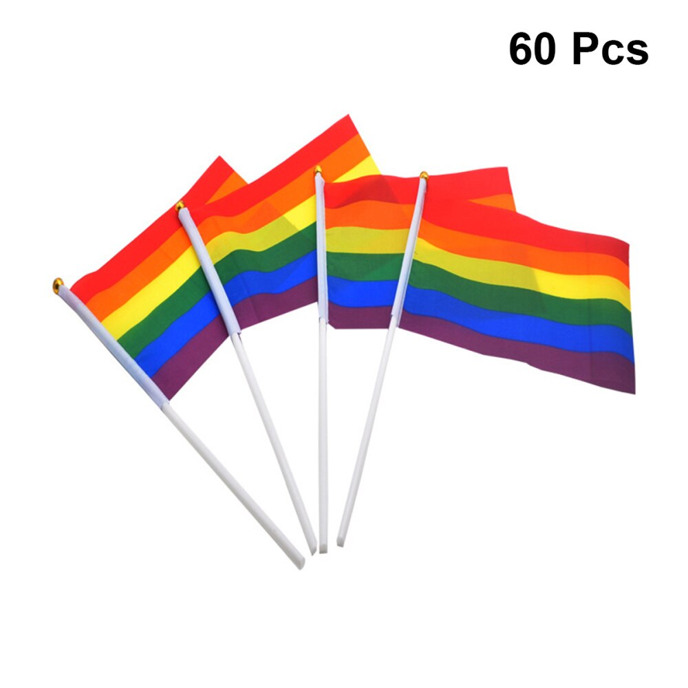 36pcs Gay Pride Flag HandHeld Vivid Mini Gay Party Decor Rainbow Flag LGBT Flag for Parades Gay Party Festival