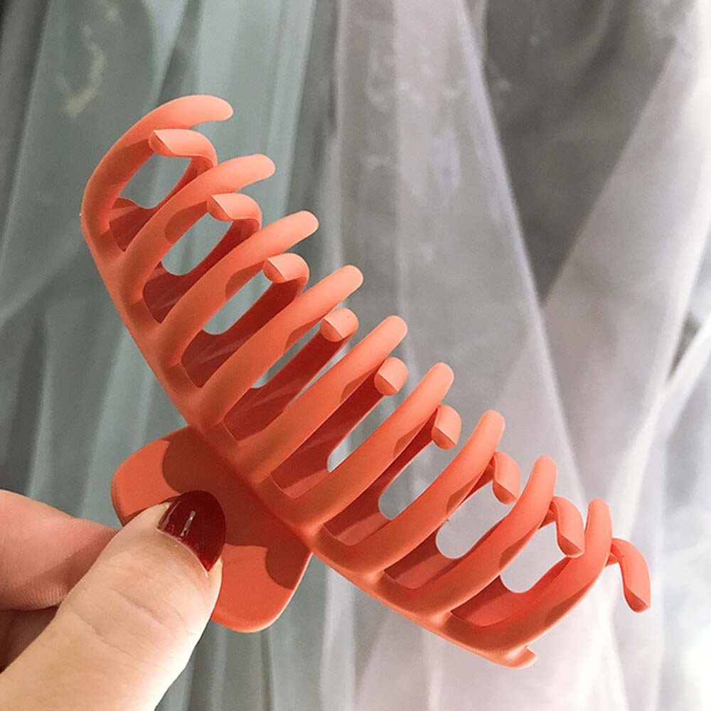 Klauw Clip Voor Vrouwen Stoere Zwarte Plastic Haar Klauw Grote Size Haar Klemmen Klauw Clip Krab Voor Haar accessoires: orange