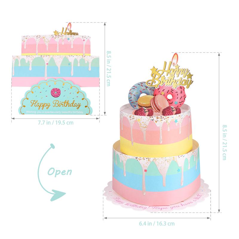 GreetingLife Pop Up Birthday Cake Card - 3D Surprise Card With Pull-Tab Mechanism