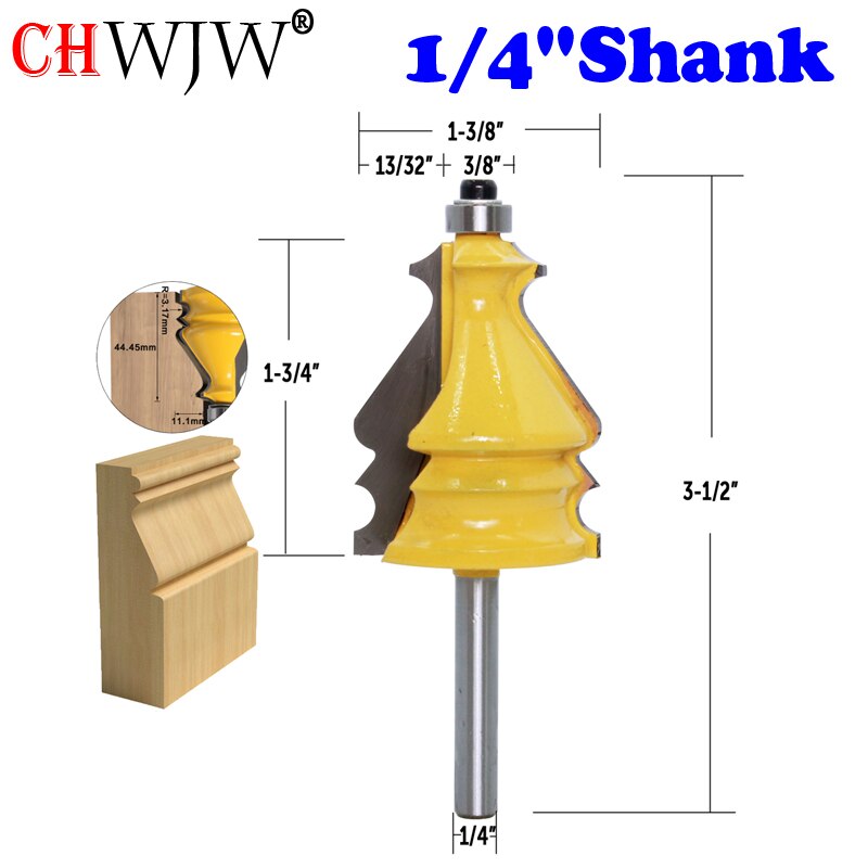 Chwjw 5pc 1/4 &quot; skafthus &amp; basis overfræser bit sæt
