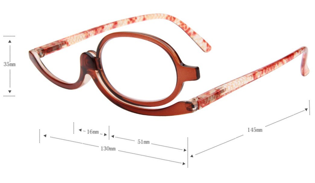 Women Magnifying Glasses Make Up Reading Glasses Folding Single Lens Presbyopic Eyeglasses Female Spotted Eyewear +1.0 To +4.0: Yellow / +350