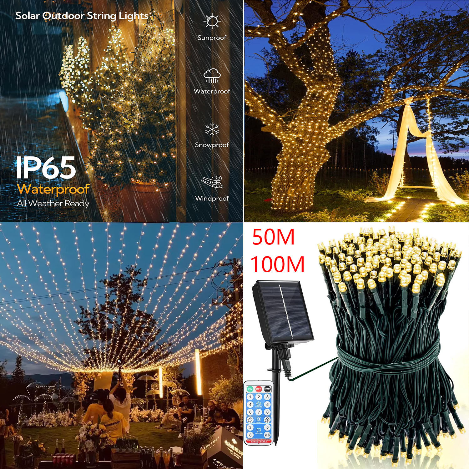 Guirnaldas de luces LED solares de 5M-102M, adorno de guirnalda, lámparas impermeables alimentadas por luz Solar para exteriores, decoración de de jardín de Navidad