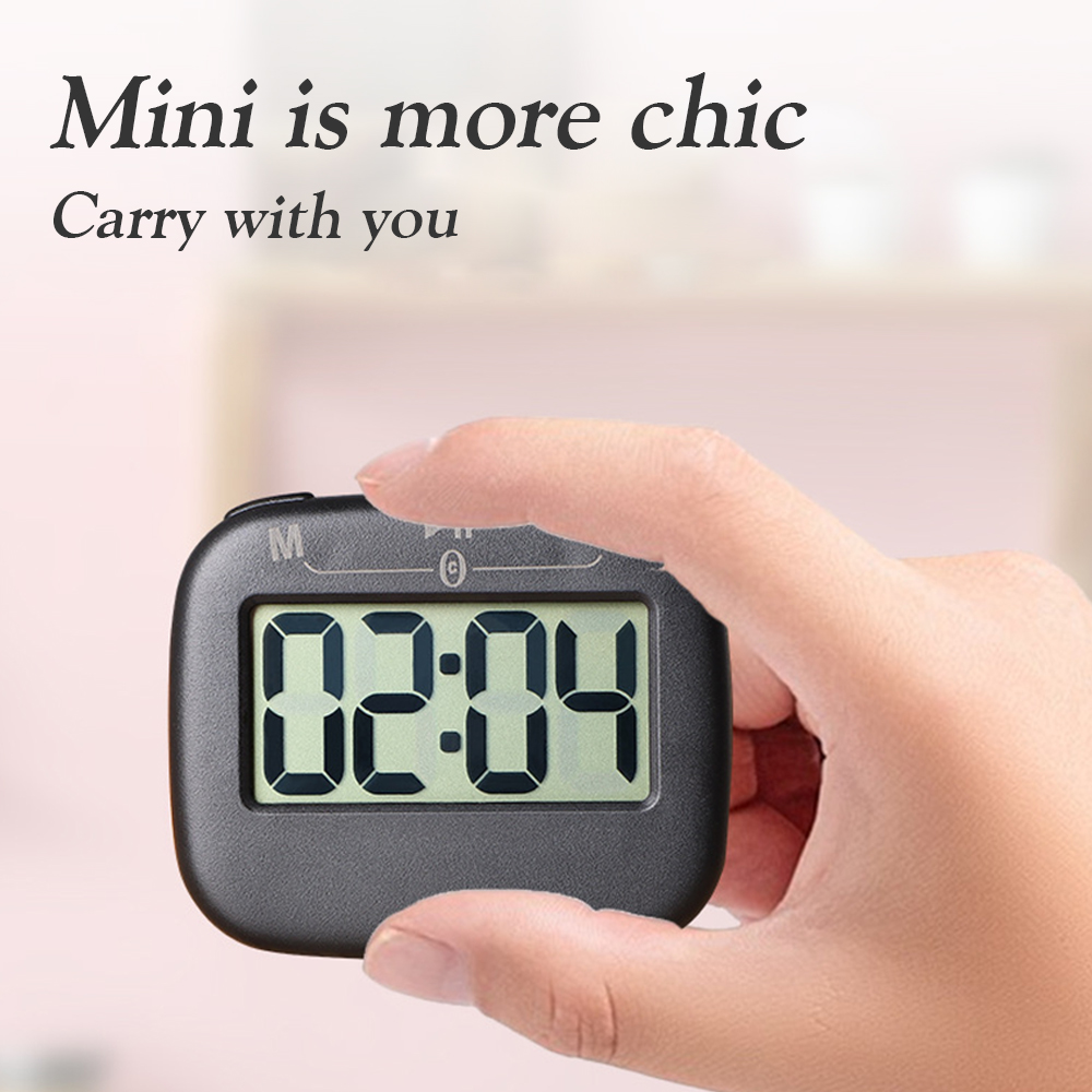 Digital LCD kitchen timer with on/off switch, mute and loud alarm, 24-hour clock, children, teachers, kitchen