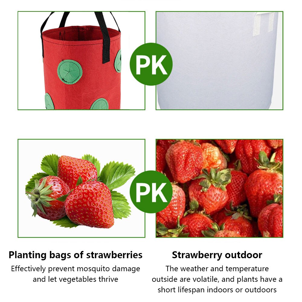 2Pcs 3 Gallons Strawberry Grow Bags for Plants Garden Pots Strawberry Bag Vertical Flower Herb Pouch Reusable Pot Planter Bags