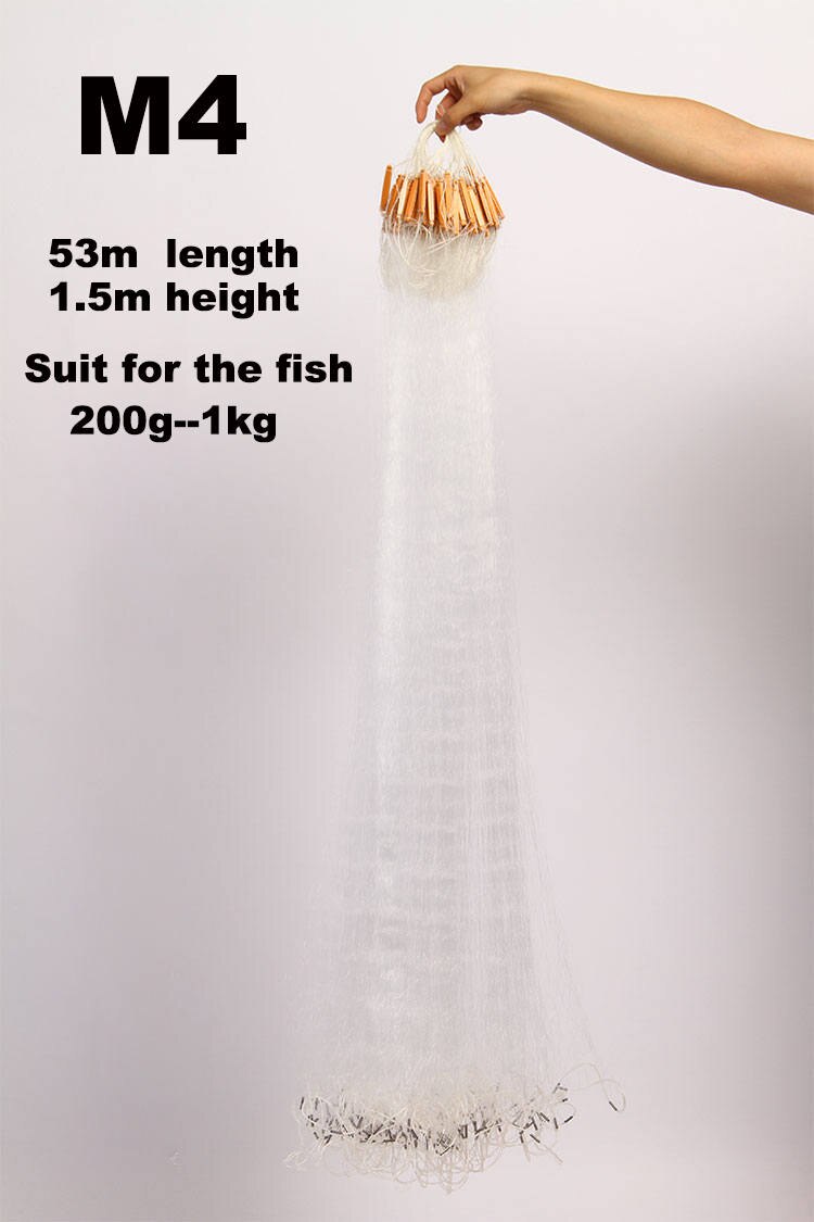 1.5 m*53m 3 Layers Multifilament fishing net height Fish Net Various Mesh Fishing Network Vivid-worlD YUMOSHI Brand: M4