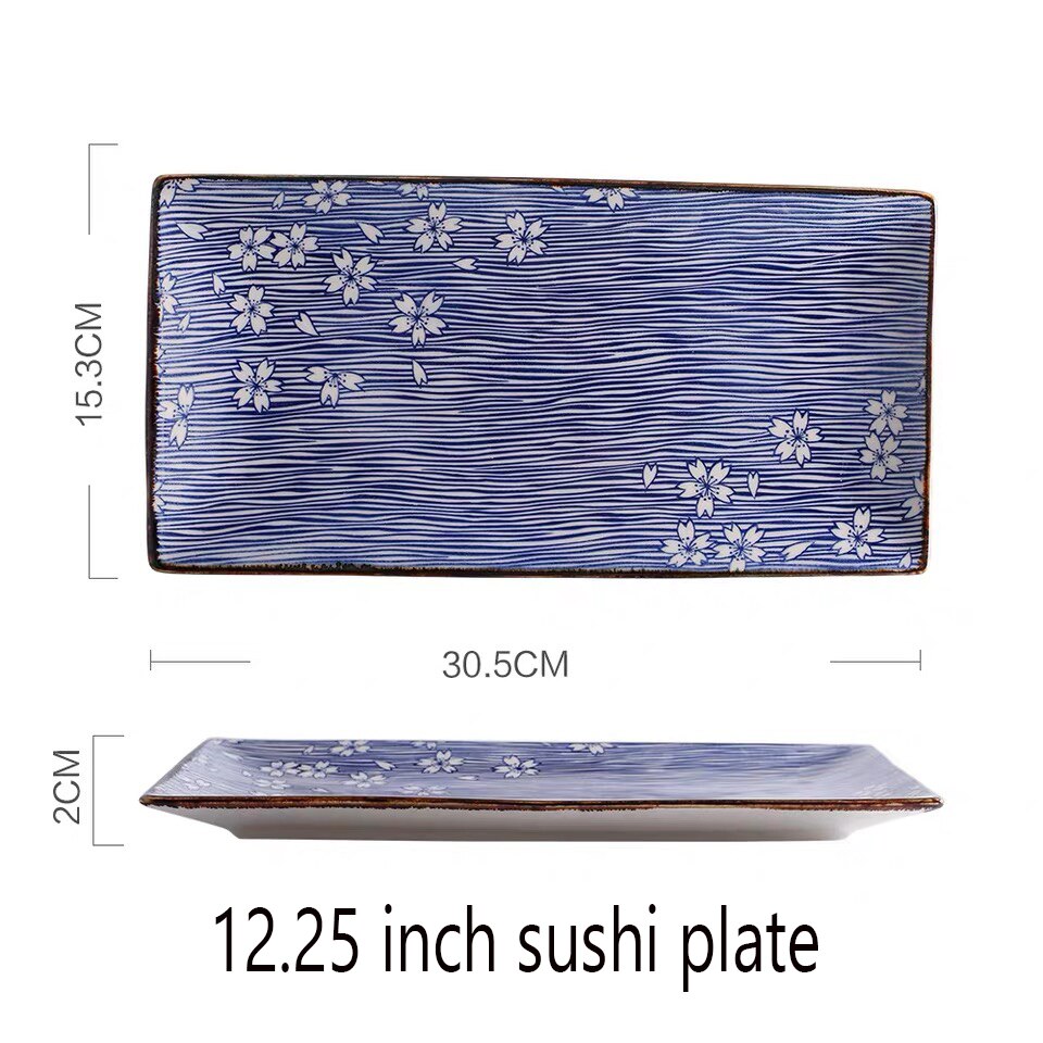 Timemore kersenbloesem japanse stijl keramiek eetrijstkom soepkom ramenkom huishoudelijke visschotel sushibord: 12.25 inch sushibord