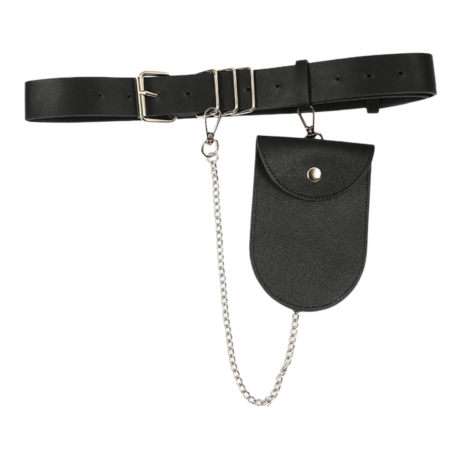 Damen mädchen bauchtasche aus pu-leder, lässige hüfttasche, klassische handytasche mit abnehmbarem gürtel (schwarz)