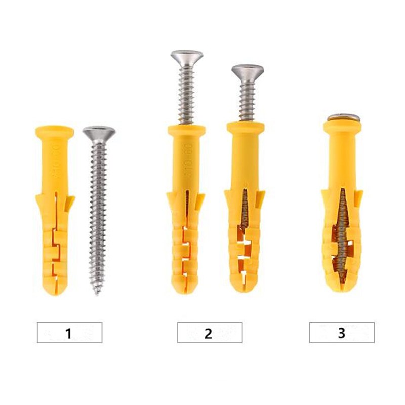 Rubber Plug Expansion Screw 304 Stainless Steel Self-tapping Screw Set Expansion Pipe Bolt 6/8/10mm For House Furniture Fixing