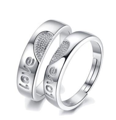 Zirkon Einstellbare silber farbe Paar Hochzeit Ringe für Frauen und Männlichen Strass Engagement Ring für Paar: 8