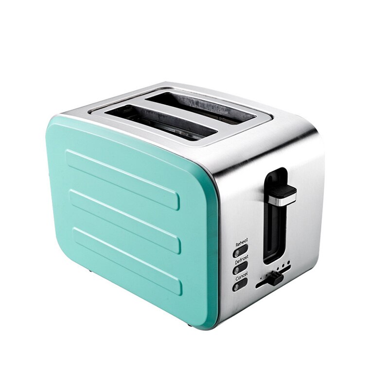 Electric 6 Gear Automatic Toaster stainless steel Widened bake groove 2 slices toast bake breakfast maker Defrost heating cancel: sky blue