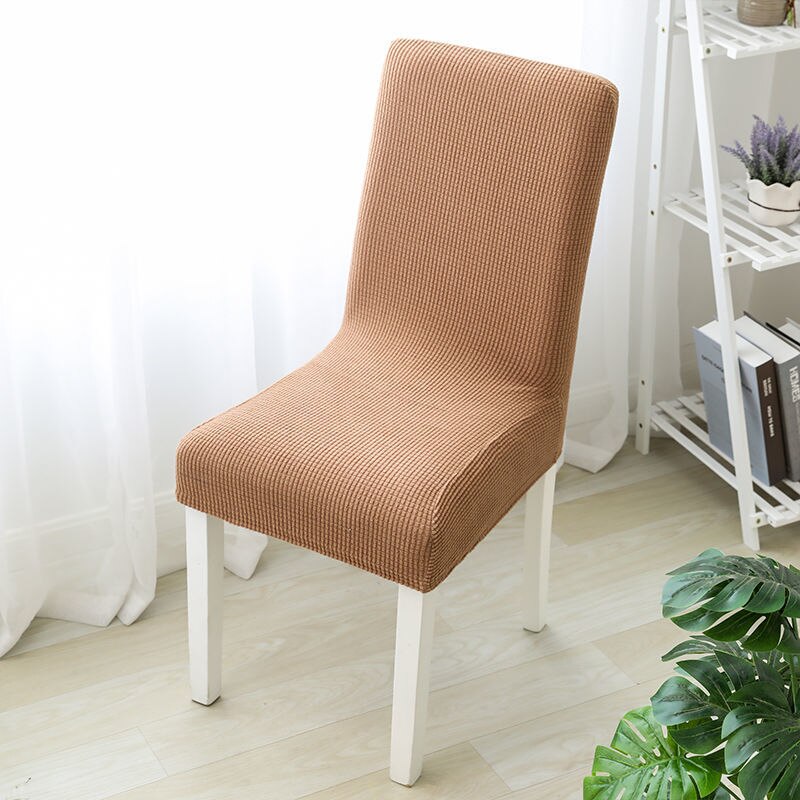 Einfarbig Stuhl Abdeckung Gestrickte stoff Stretch Elastische Hussen Stuhl Abdeckungen Für Esszimmer Küche Hochzeit Bankett Hotel: coffee