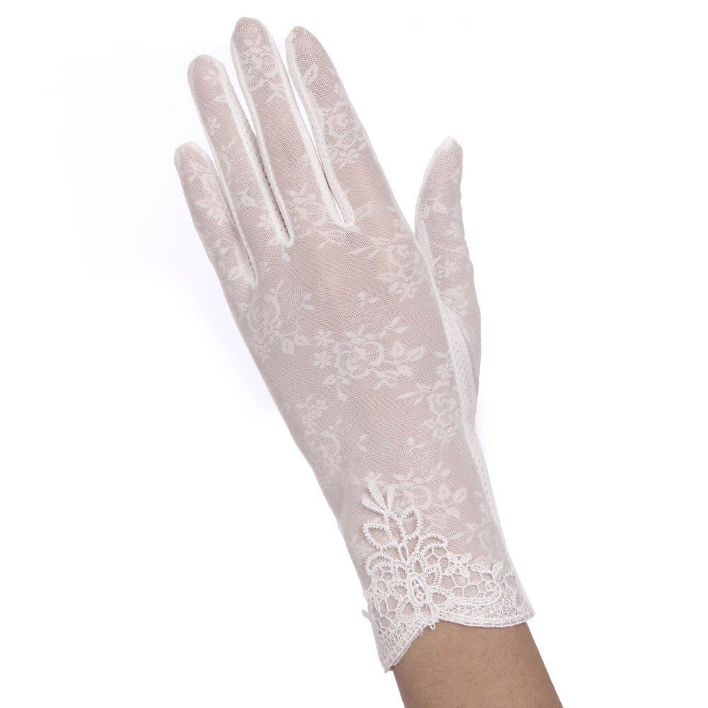 neue Stil frauen Handschuhe Sommer UV-Beweis Fahren Dünne Handschuhe Dame Handschuhe Spitze Handschuhe Heiße Verkäufe wolovey guantes: Weiß