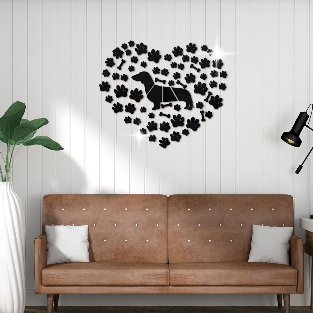 Dackel Hund Pfoten Hund Knochen Acryl Spiegel Wirkung Zauberstab Aufkleber Wiener Hund DIY Riesigen Zauberstab Kunst Aufkleber Doxie Wurst Hund wohnkultur