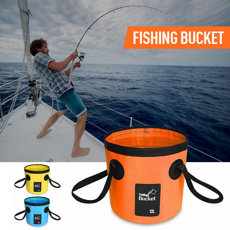 12L Large Capacity Folding Bucket Waterproof Water Bags Outdoor Convenient Fishing Folding Bucket Travel Folding Bucket