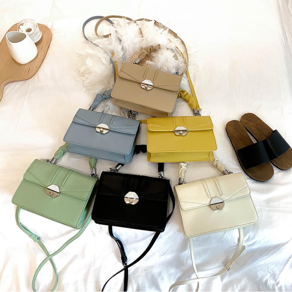 Effen kleur geplooide flip tote tas hoge pu leren dames handtas slot schoudertas messenger bag