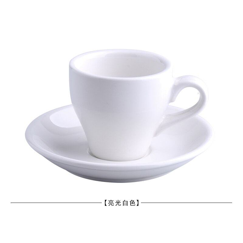 80cc färgade billiga tjocka keramiska espressokoppar fatset kafé hushållscaffe latte expresso stark kaffemugg bricka: Vit