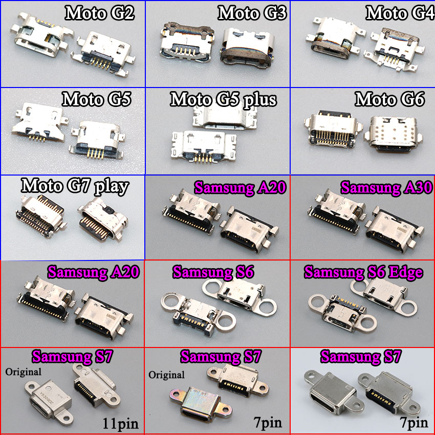 ChengHaoRan Micro USB jack poort opladen plug socket voor moto G2 G3 G4 G5 PLUS G6 G7 SPELEN Voor Samsung a20 A30 A50 S6 Rand S7 11P