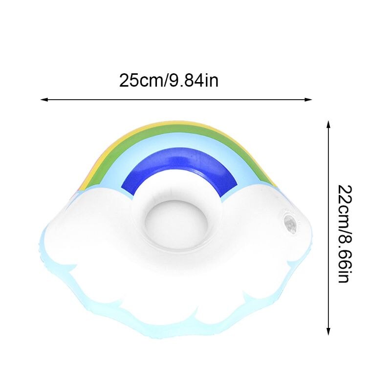 Inflatable Water Floating Drink Cup Holder Rainbow Cloud Phone Seat Beach Swimming Floating Coaster Q6PD