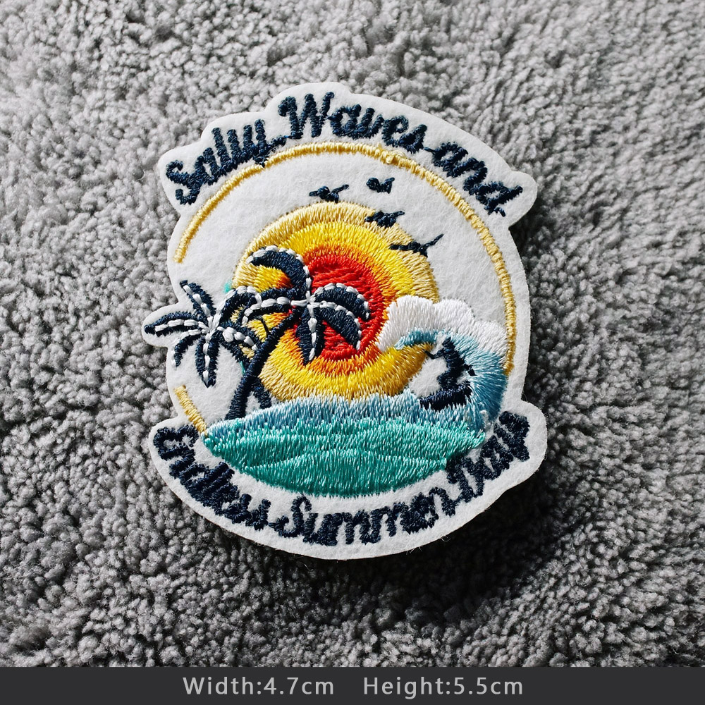 Parches bordados de flores de arcoíris, ballena y tortuga marina, para camiseta, apliques para planchar, ropa, pegatinas para pantalones vaqueros, insignias, gafas de sol, mano: Plata antigua