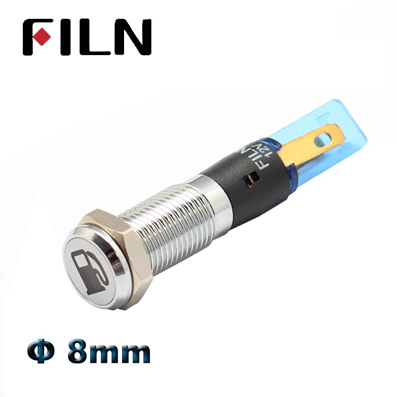 8mm 12v led symbol illuminated indicator light red green blue white amber led pilot lamp car dashboard warning light