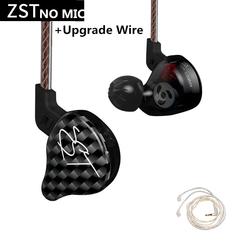 Kz Zst 1BA 1DD In Ear Oortelefoon Hybrid Headset Hifi Muziek Sport Oordopjes Noise Cancelling Oordopjes Vervangen Kabel Zsn Pro ES4 ZS10: black(silver)