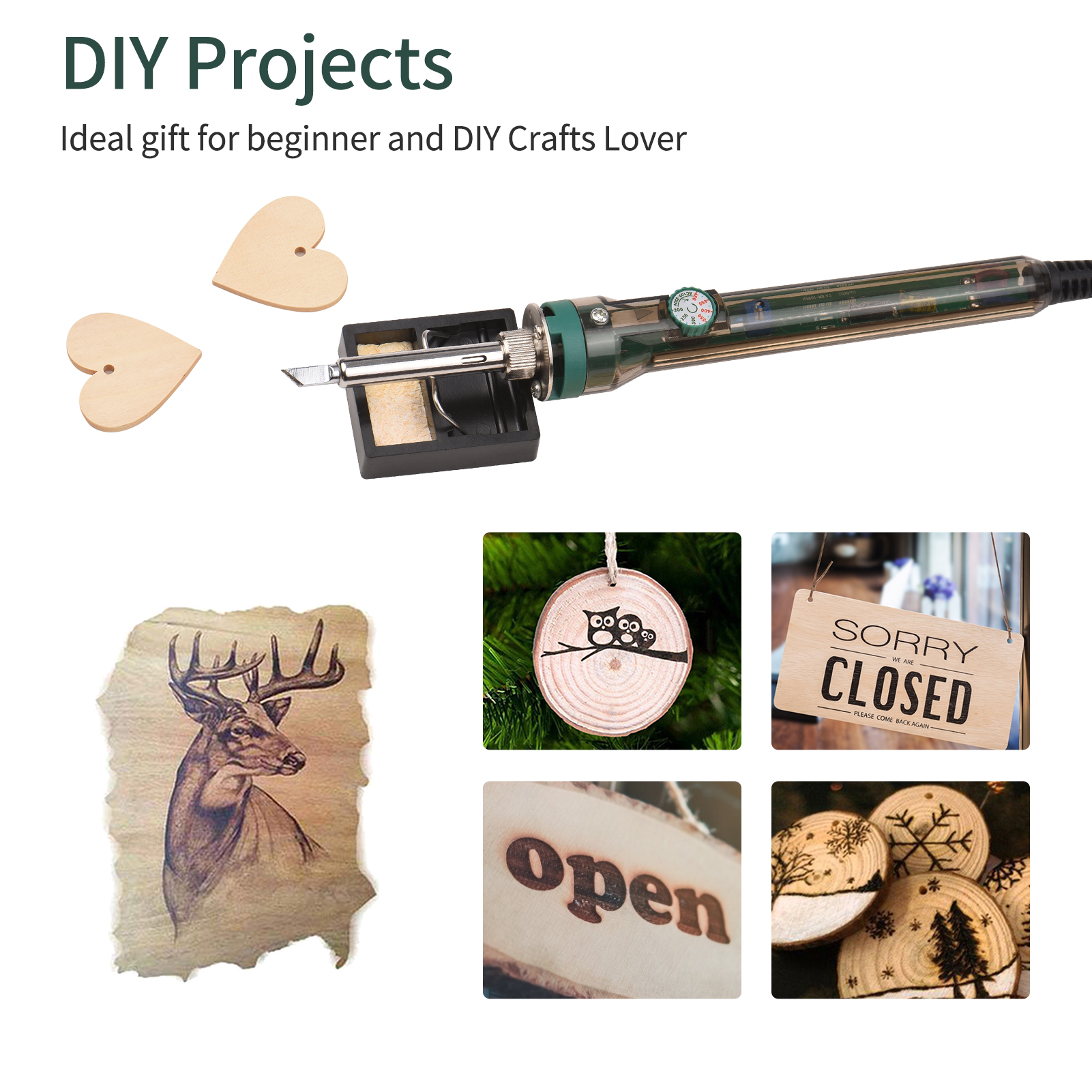 44/55/96PCS Pyrography Pen with Soldering Iron Tips Multifunctional Wood Burner Tool Adjustable Temperature 200-480℃