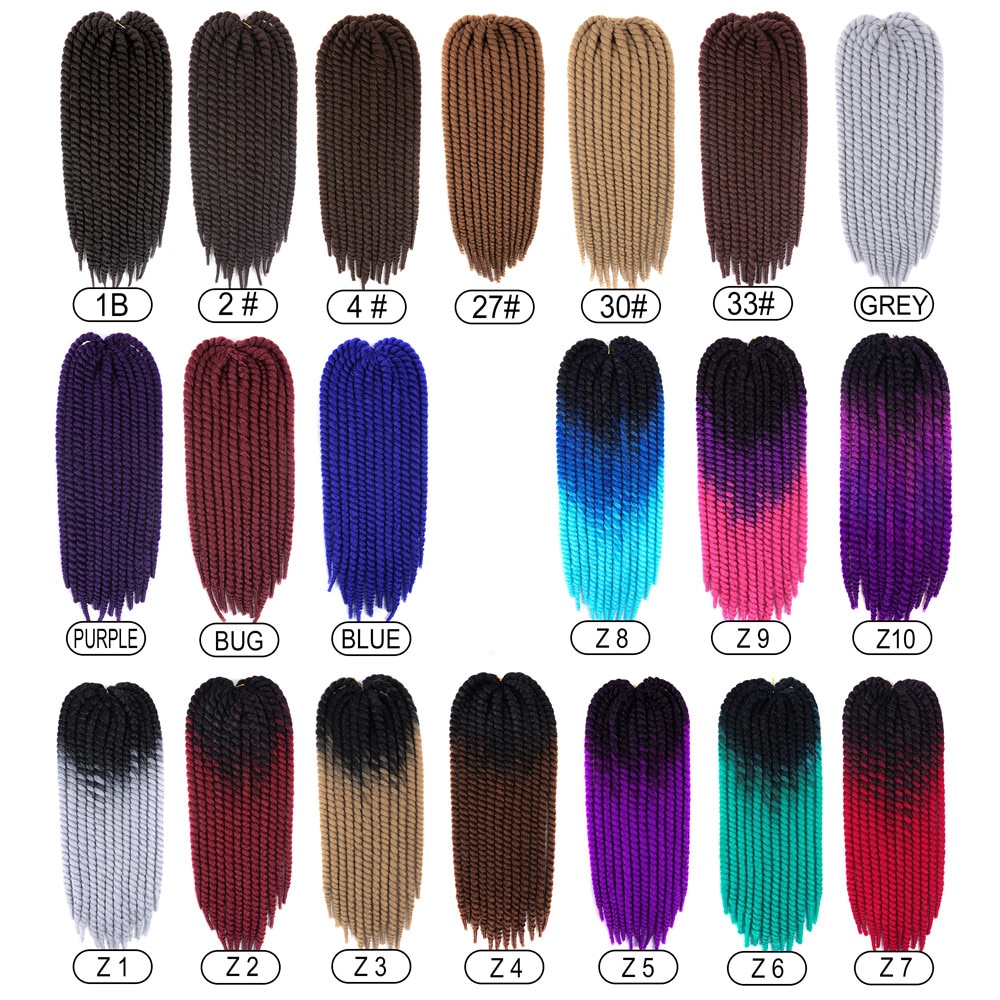 22 ''120g 20 couleur havane Mambo torsion cheveux Crochet tresses synthétique Ombre Crochet cheveux tressage cheveux violet