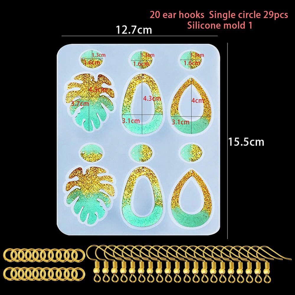 50 stk silikone skimmel til harpiks boheme blad øreringe silikone uv harpiks diy ler epoxy harpiks vedhæng forme til smykker: Sort