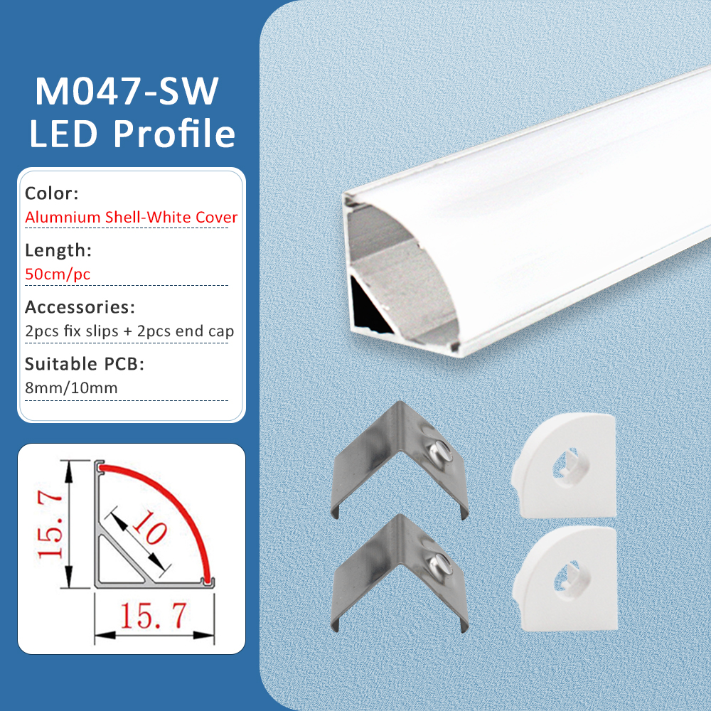 LED Strip Aluminum Profile 50CM Recessed Surface Mounted Aluminium Channel with Diffuser PC Cover for 8mm 10mm Linear Lighting: Red / Blue