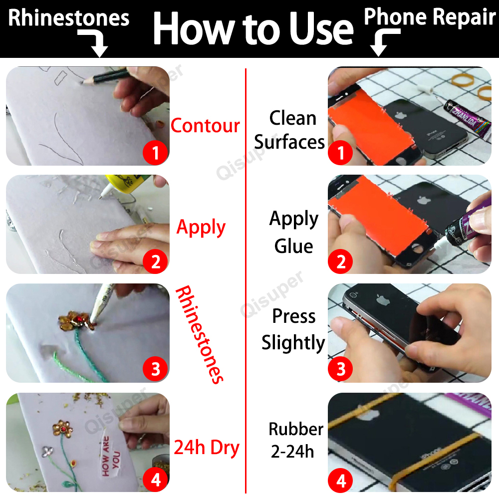 Cell Phone Repair Glue LCD Electronics Frame Display Epoxy Adhesive Touch Screen Headphone Speaker Rubber Edge Sealant Tools Kit