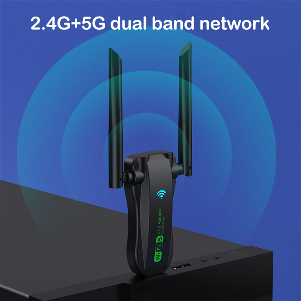 Dual Band USB wifi 1200Mbps Adapter 2.4GHz 5GHz WiFi with 4 Antenna PC Mini Computer Network Card Receiver