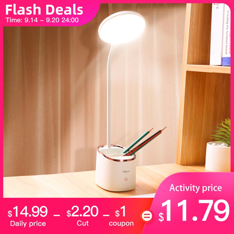 Lámpara inalámbrica para mesa de estudio de cuello de cisne 3 modos táctil 1800mAh recargable LED de lectura de escritorio lámpara de mesa USB Flexo lámparas de mesa