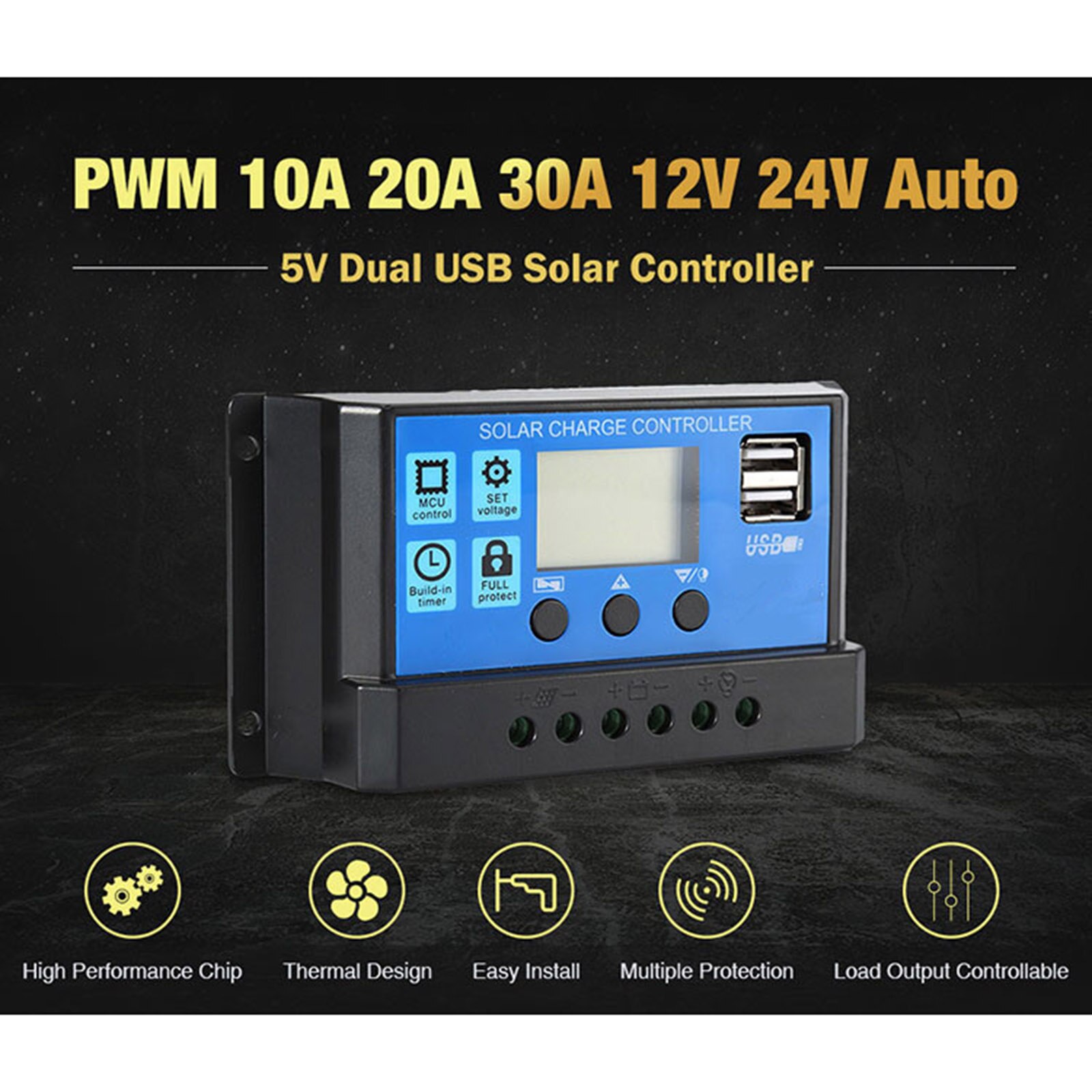 Pwm Controllers Zonnepaneel Timer Solar Regulator Panel Kit Pv Regulator 10 Amp Ontlading Controller Auto