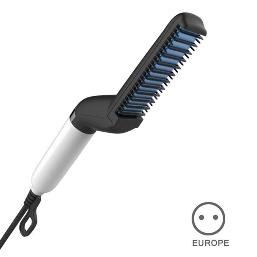Multifonctionnel électrique cheveux barbe lisseur rapide cheveux Styler accessoires de coiffure bigoudi pour hommes cheveux peigne brosse directe: EU Plug
