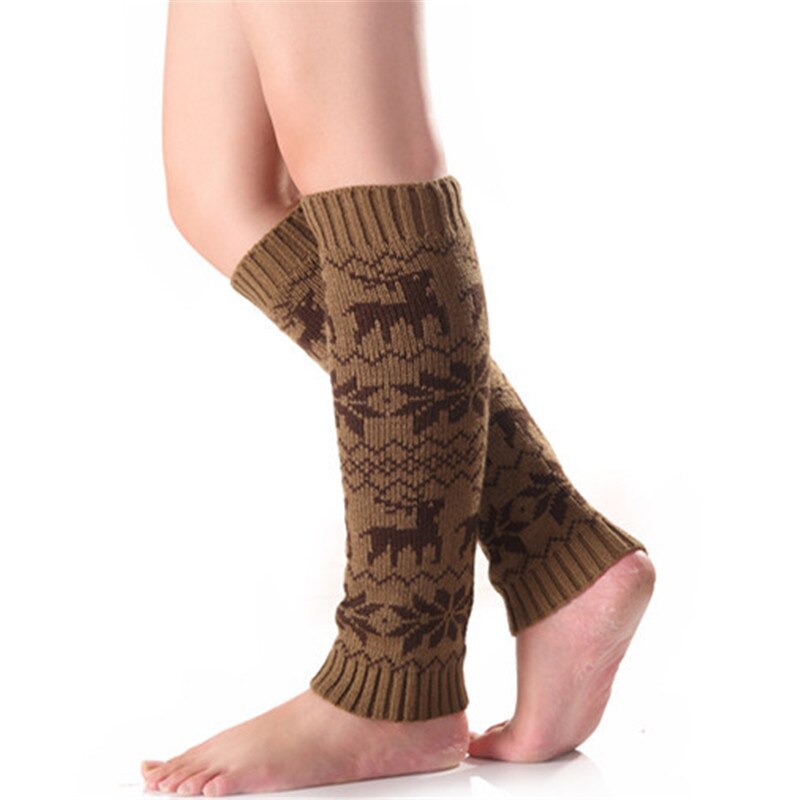 Fawn Snowflake Pile Socks Autumn and Winter Ladies Knitted Wool Warm Leggings Socks Knee Pads Womans Sock Boots Leg Warmer