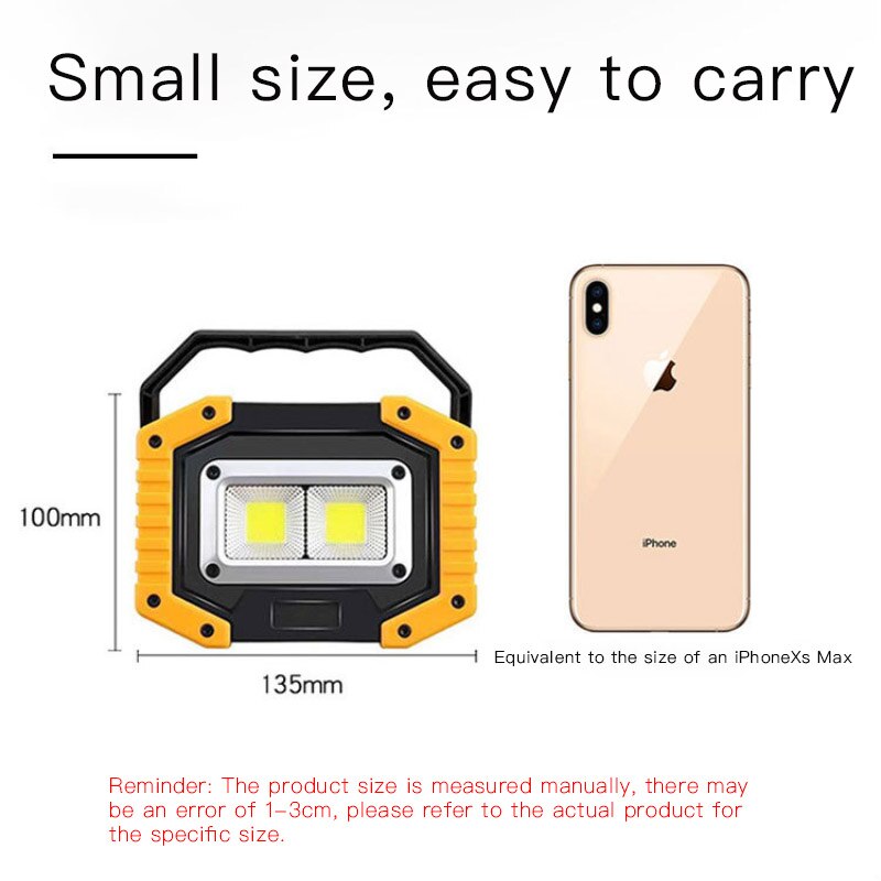 Portable Lantern Led Work Light Powerful Flashlight 18650 Usb Rechargeable Cob Flood Lights Battery Camping Lantern For Fishing