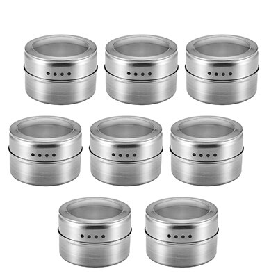 Ensemble de pots à épices magnétiques | Pot à épices en acier inoxydable, conteneur de stockage d'épices, poivre, Sprays d'assaisonnement, outils de cuisine, directe: Set of 8