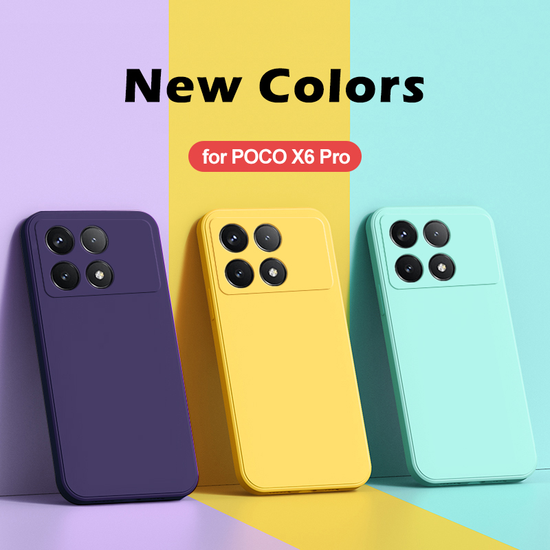 Coque souple en silicone liquide d'origine de luxe pour Xiaomi, couverture de téléphone, Poco X6 Pro, 5G
