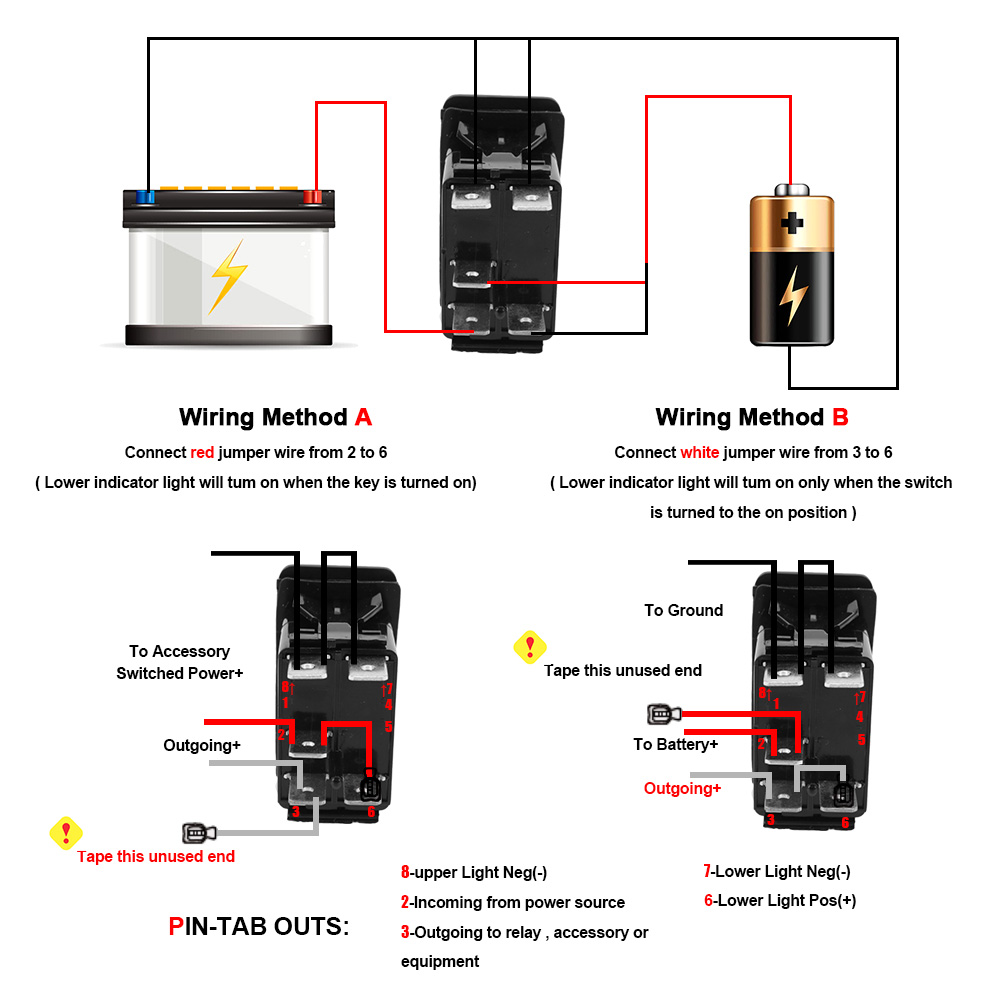 SPST Carling Switch Car Boat Truck Rocker Switch 12V 24V 1pc 5 Pin Marine Switch Waterpoof ON-OFF Blue LED