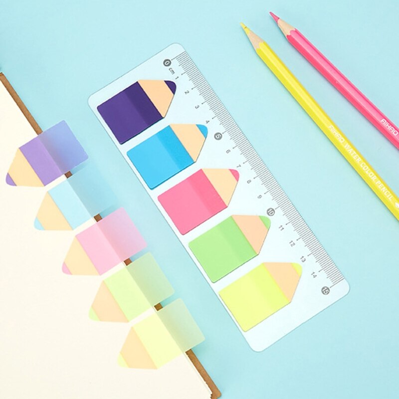 Autocollant clair Fluorescent mémo drapeaux signet Index bloc-Notes