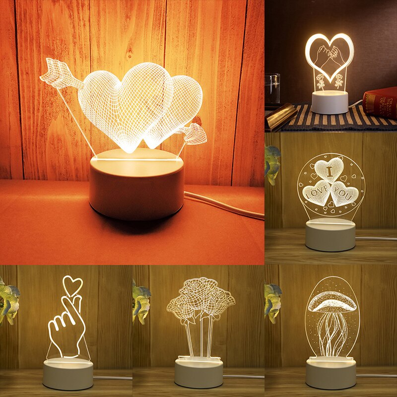 Acrylic 3D Night Light Elk Love Pattern Night Light LED Romantic Light