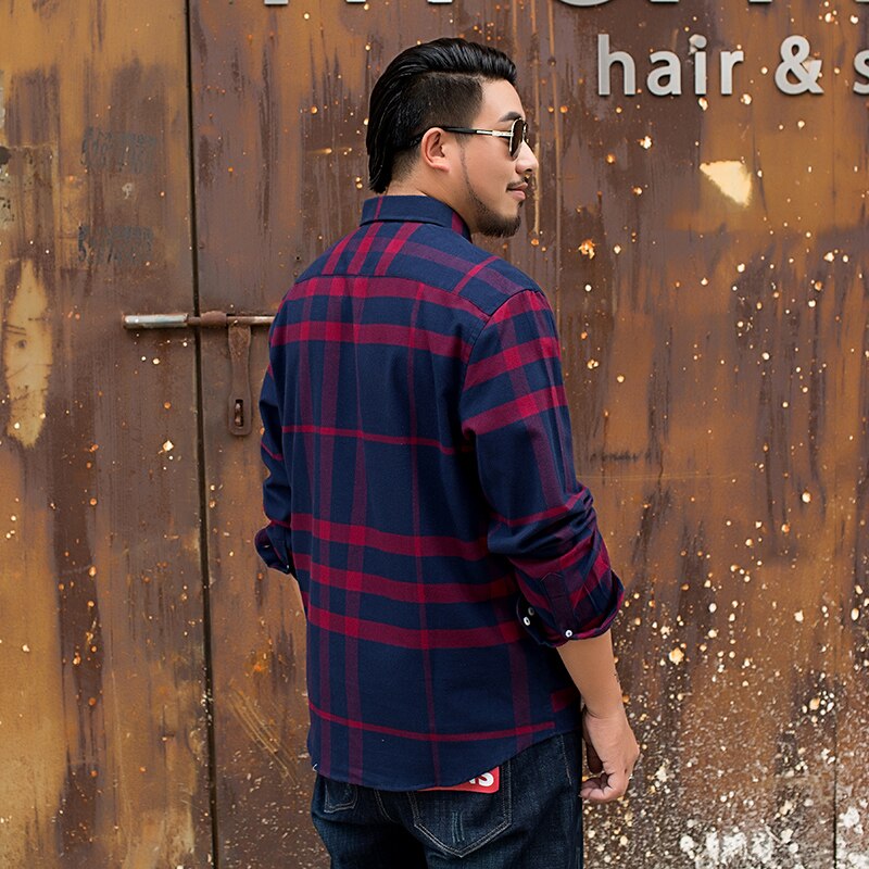 8XL 6XL Neue herren Hemd Langarm Kariertes Hemd Herren Kleid Hemden lässig Geschäft Stil Hemden 100% baumwolle