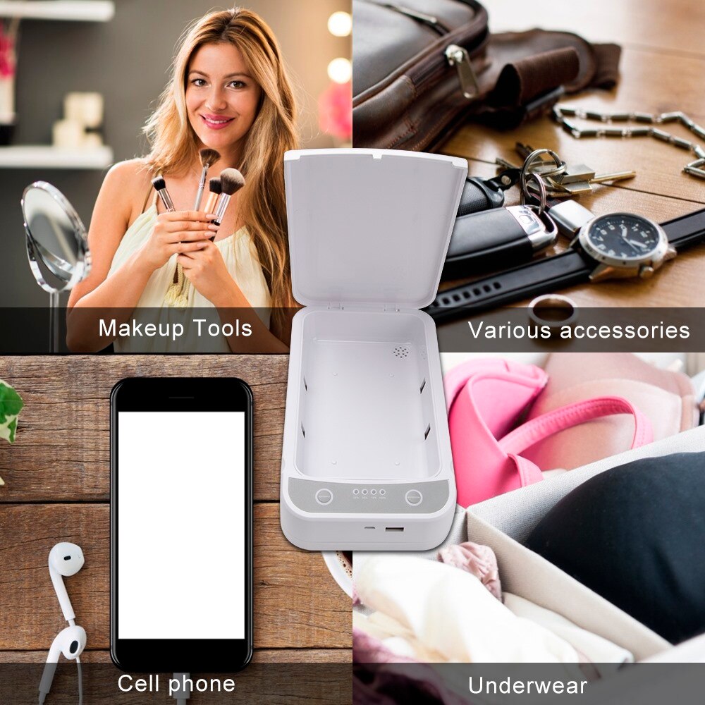 Portable UV Sterilizing Box Disinfector Multifunctional Cellphone UV Light Sanitizer Box with Aromatherapy and Charging Function