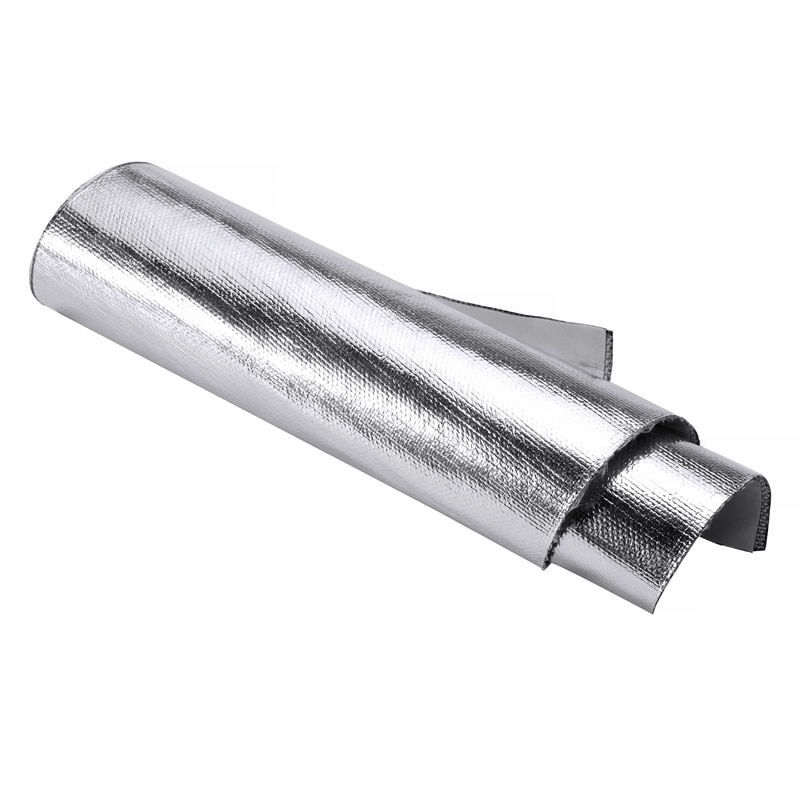 1 rulle 25*50cm bil interiör självhäftande aluminium värmeisolering bil skyddsfilm för motorhuv tak motorhuv